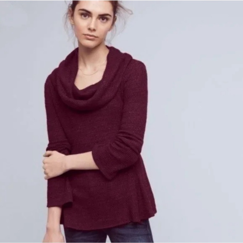 Anthropologie Maeve Burgundy Cowl Neck Sweater Size XS